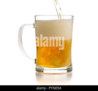Glass of beer isolated on white background. Stock Photo