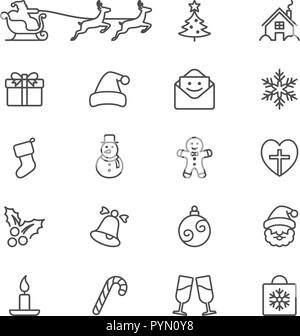 Christmas thin icon set Stock Vector