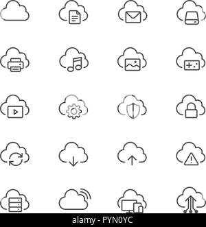 Cloud computing thin icon set Stock Vector