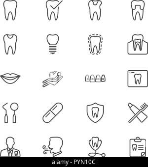 Dental thin icon set Stock Vector