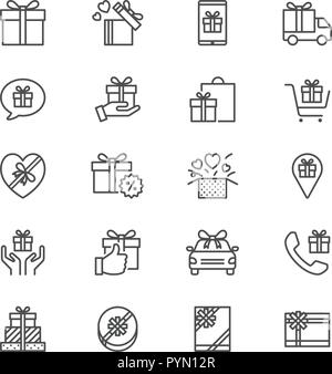 Gift thin icon set Stock Vector
