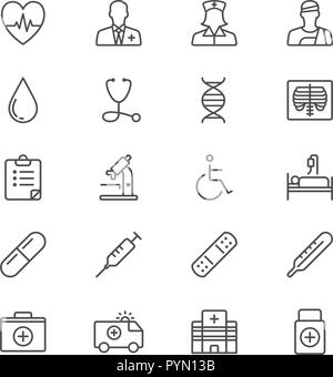 Health care thin icon set Stock Vector
