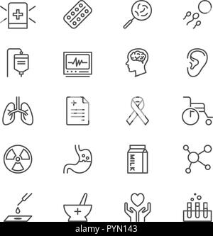 Health care thin icon set Stock Vector