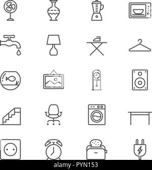 Home furniture thin icon set Stock Vector