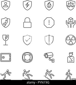 Safety thin icon set Stock Vector