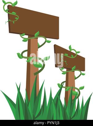 wooden signal with ecology branches vector illustration design Stock Vector
