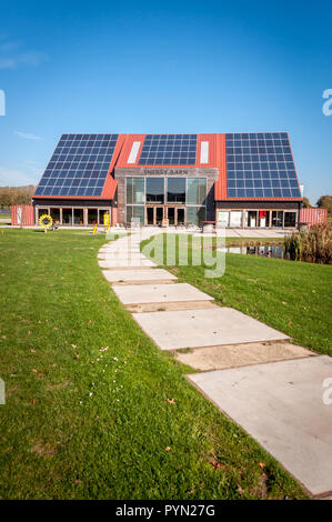 Groningen, NETHERLANDS - October 14, 2018: Energy Barn with lots of collectors on the roof. Stock Photo