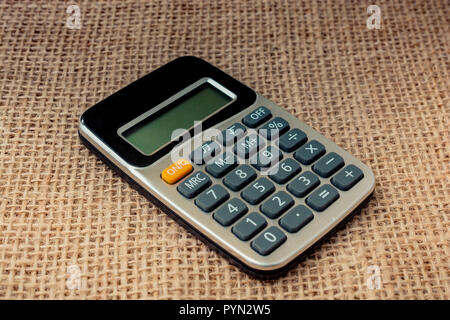 Electronic calculator device  for  calculations with a keyboard and display Stock Photo