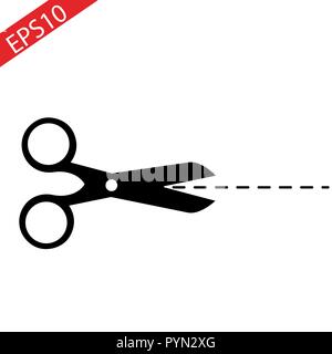 Vector scissors with cut lines isolated on white background eps10 Stock Vector