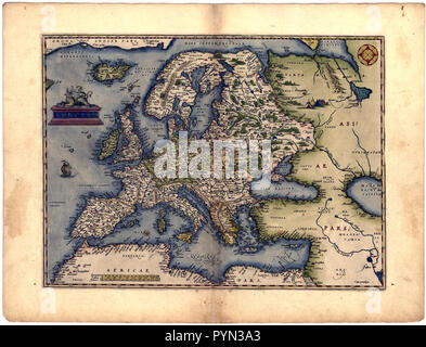 Abraham Ortelius - First World Atlas ca. 1570 - Evropa Stock Photo