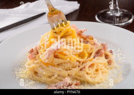 A fork in Carbonara Stock Photo