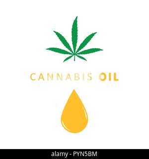 cannabis oil icon drop and leaf isolated on white background vector illustration EPS10 Stock Vector