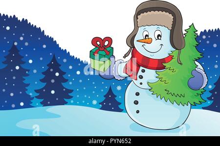 Christmas snowman subject image 2 - eps10 vector illustration. Stock Vector