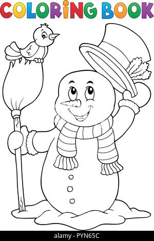 Coloring book snowman topic 4 - eps10 vector illustration. Stock Vector