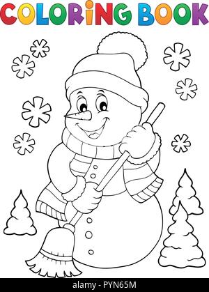 Coloring book snowman topic 5 - eps10 vector illustration. Stock Vector