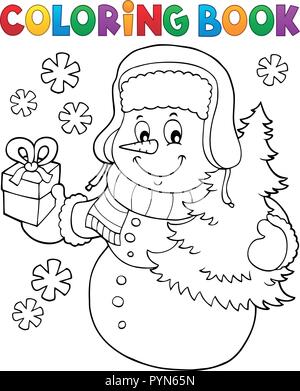 Coloring book snowman topic 6 - eps10 vector illustration. Stock Vector