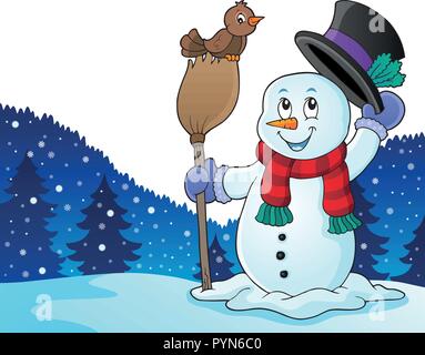 Winter snowman subject image 4 - eps10 vector illustration. Stock Vector