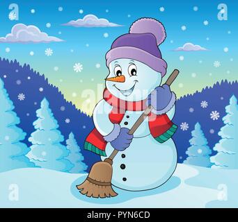 Winter snowman subject image 7 - eps10 vector illustration. Stock Vector