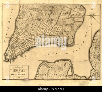 Vintage Maps / Antique Maps - New York City map ca. 1776 Stock Photo