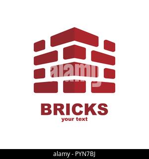 Vector logo template for real estate or building company. Illustration of a house made of four white bricks. EPS10. Icon concept. Architecture. Stock Vector