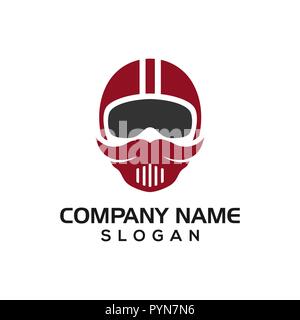Mustache riders, mustache helmet design concept for logo icon template driver, automotive logos, etc. Stock Photo