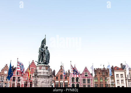 Flemish flags at Markt square in Bruges Belgium Stock Photo Alamy