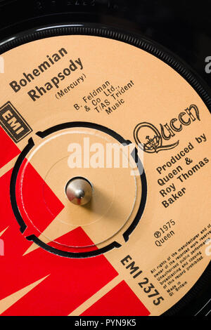 An original 1975 copy of the song Bohemian Rhapsody from the album A Night at the Opera by the band Queen written by Freddie Mercury Stock Photo