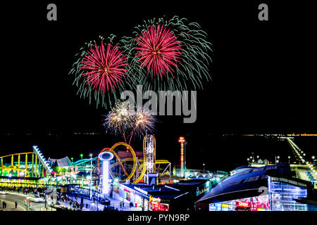Southend on Sea Fireworks at Adventure Island Stock Photo