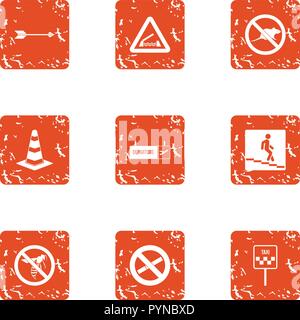Underpass icons set, grunge style Stock Vector
