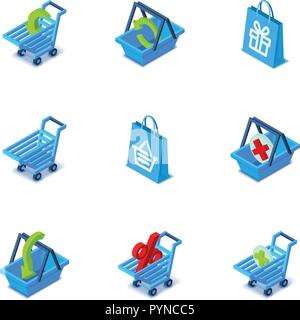 Business basket icons set, isometric style Stock Vector