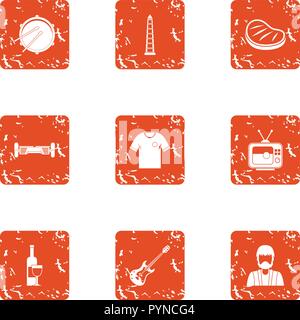 Festively icons set, grunge style Stock Vector