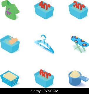 Warm wash icons set, isometric style Stock Vector