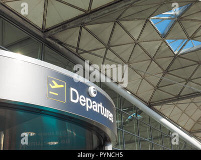 STANSTED, UK - CIRCA OCTOBER 2018: London Stansted airport design by architect Lord Norman Foster Stock Photo