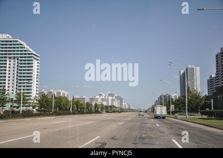 09/09/2018, Pyongyang, North-Korea: Empty streets in the wake of the 70 anniversary celebrations of DRPK or North Korea Stock Photo