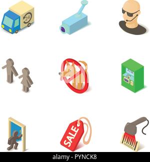 Barcode icons set, isometric style Stock Vector