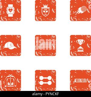 Space sport icons set, grunge style Stock Vector