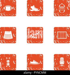 Correct life icons set, grunge style Stock Vector