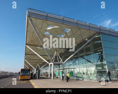 STANSTED, UK - CIRCA OCTOBER 2018: London Stansted airport design by architect Lord Norman Foster Stock Photo