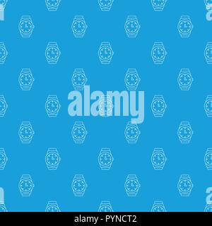 Wristwatch pattern vector seamless blue Stock Vector