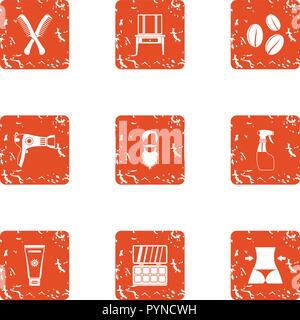 Youth body icons set, grunge style Stock Vector