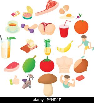 Body check icons set, cartoon style Stock Vector
