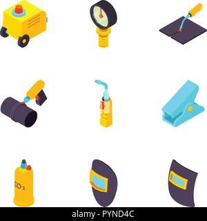 Metal processing icons set, isometric style Stock Vector