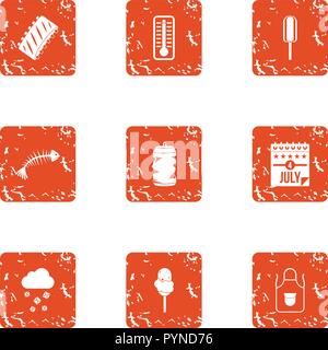 Holiday freedom icons set, grunge style Stock Vector
