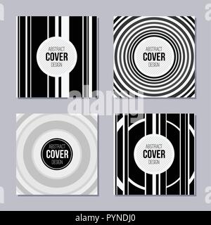 Set of trendy cards with flat design. Abstract geometric composition. Applicable for covers, placards, posters, flyers and banner designs. Stock Vector