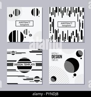 Set of trendy cards with flat design. Abstract geometric composition. Applicable for covers, placards, posters, flyers and banner designs. Stock Vector