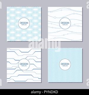 Set of four simple abstract frames and seamless patterns. Line badges. Applicable for Posters, Placards, Covers, Cards, Flyers and Banner Designs. Abs Stock Vector