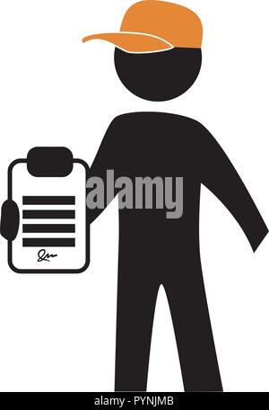 delivery worker with checklist silhouette avatar vector illustration design Stock Vector