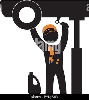 worker mechanic silhouette avatar vector illustration design Stock Vector