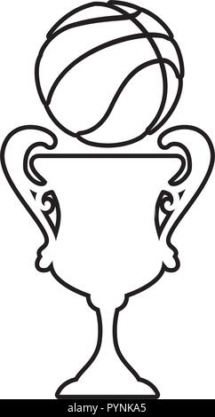 trophy cup award with basketball balloon vector illustration design Stock Vector