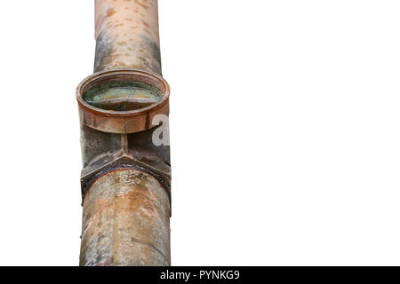 pipe plumbing steel dilapidated old rusty isolated on white background and clipping path Stock Photo